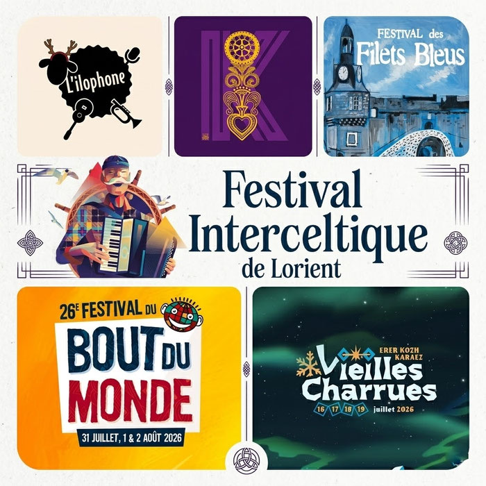 Verschiedene Plakate von Musikfestivals in der Bretagne