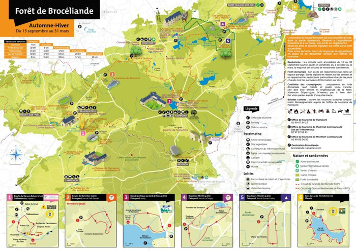 Karte des Zauberwaldes Brocéliande, Touristenkarte, Landkarte