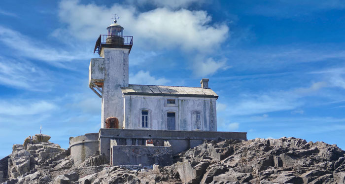 Leuchtturmhaus von Tévénnec, Bretagne, Cap Sizun, Leuchtturm auf Insel