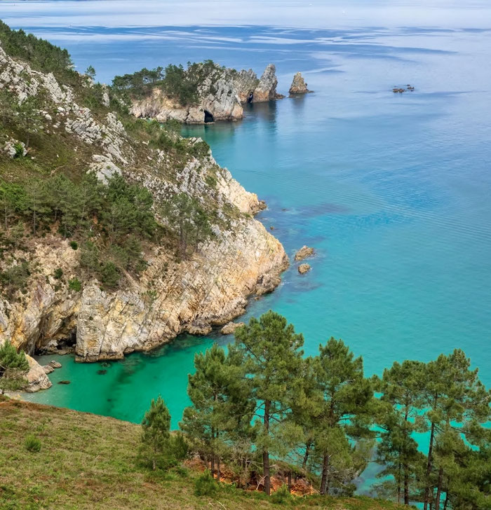 Crozon Halbinsel, Presqu'île de Crozon, Natur, Strände, Granitsteinhäuser, Cap de la Chèvre