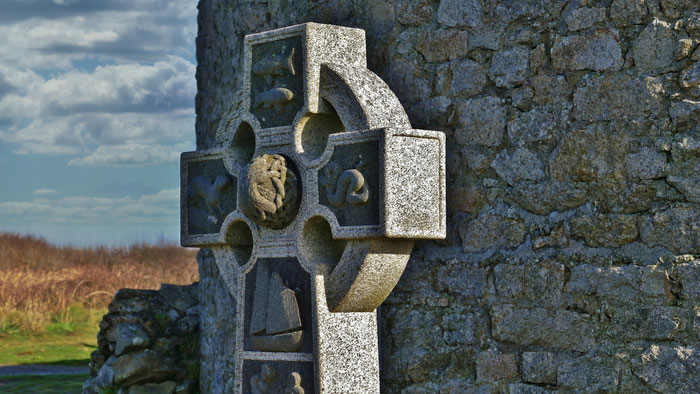 Pointe du Raz, Cap Sizun, Finistère, Bretagne, keltisches Kreuz