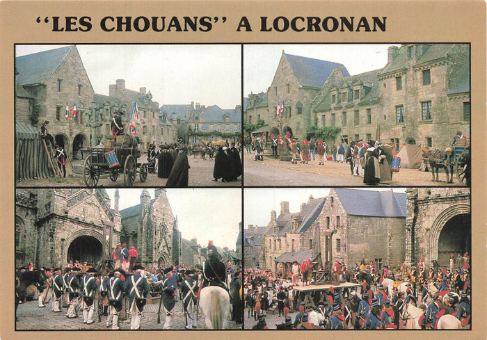 Dreharbeiten des Films Les Chouans in Locronan, verschiedene Szenen