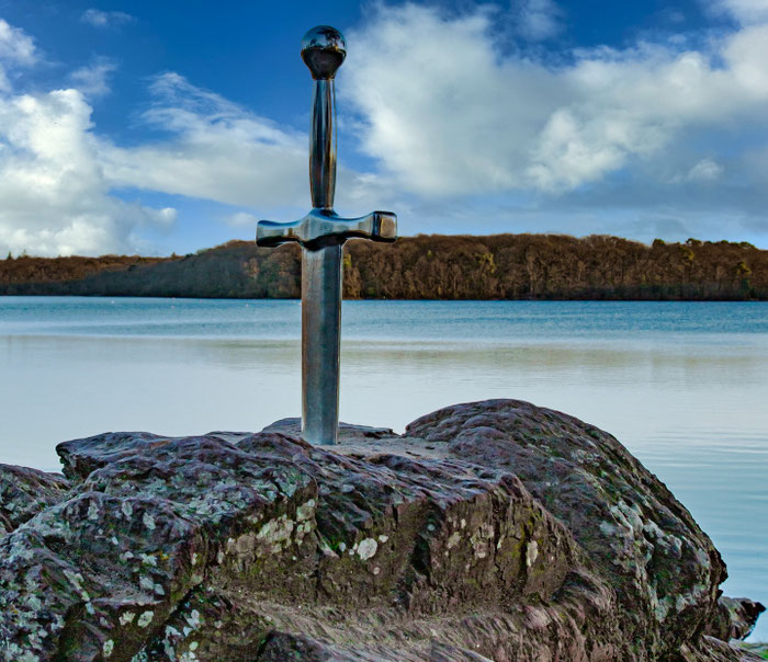 Das Schwert von König Artus im Stein, Brocéliande, Zauberwald, Bretagne