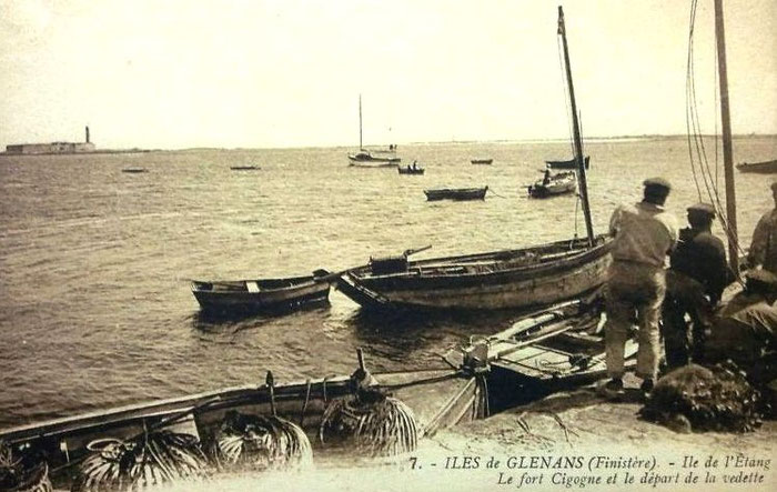 Altes Foto der Glénan Inseln, Fort Cigogne