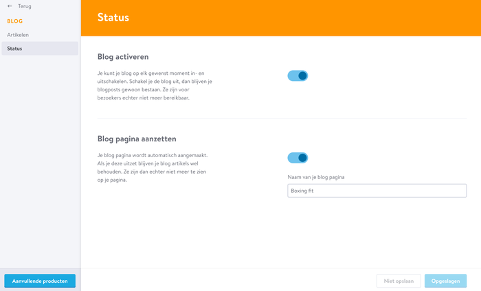 Blog activeren
