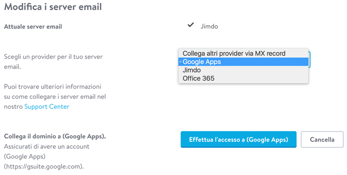 Modifica i server email