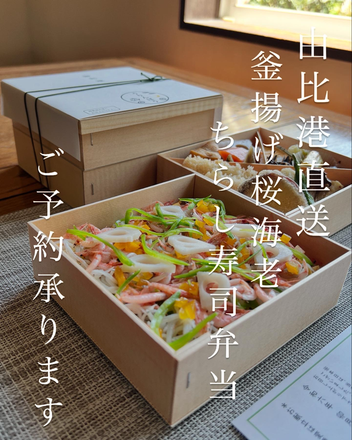 桜海老，ちらし寿司弁当，母の日のお弁当，お祝いのお弁当，おもてなし，特別な日のお弁当，葉山ランチ，