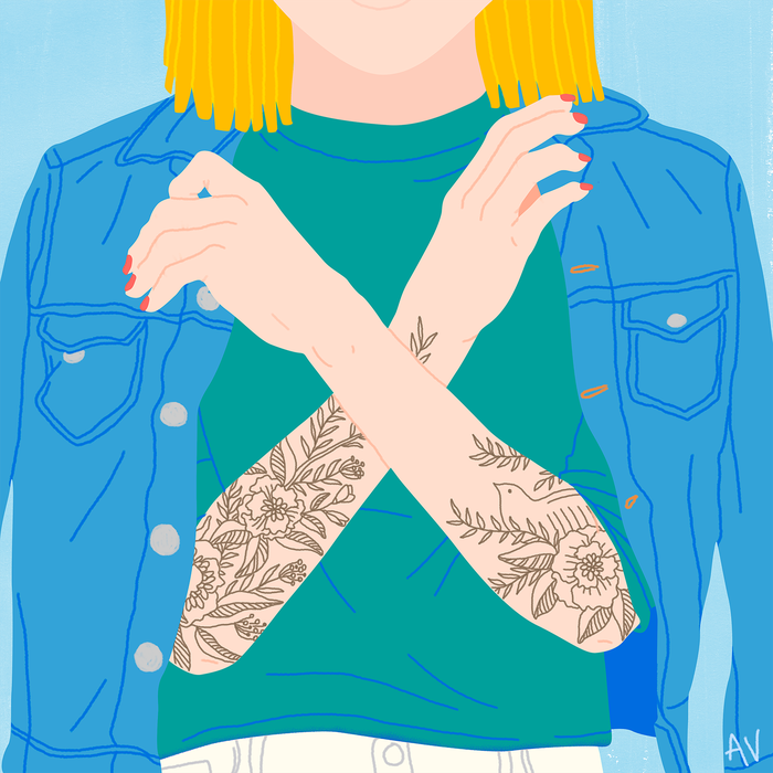 x aude erya tatouage tatou woman illustration veste en jean