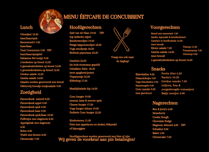 menukaart eetcafe Vlissingen uiteten daghap pannenkoeken