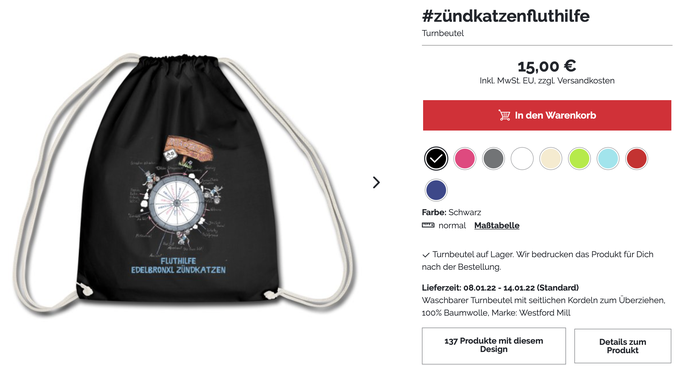 5€ von jedem gekauften Artikel aus dem #zündkatzenshop gehen nach Kreuzberg / Ahr