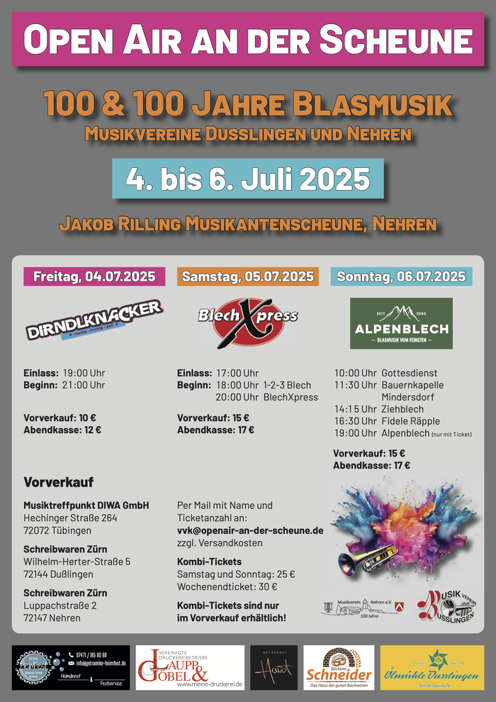 Plakat mit Programm und Vorverkaufsdaten