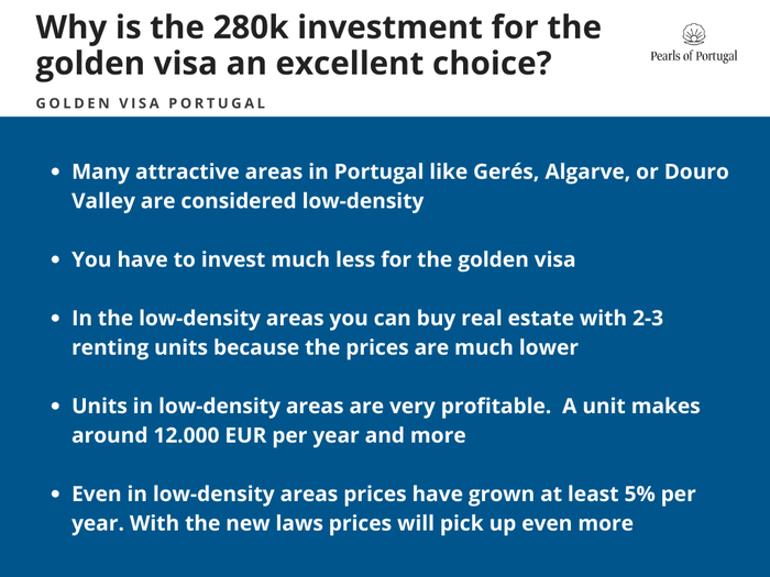 Advantages low-density areas Portugal Golden Visa