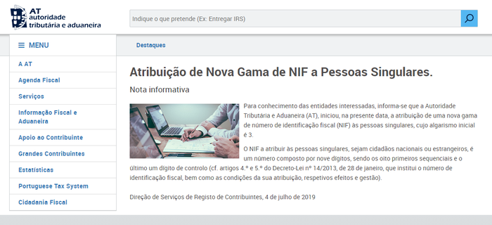 Steuernummer NIF Portugal