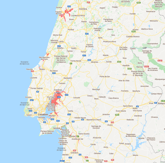 Sea level Portugal middle