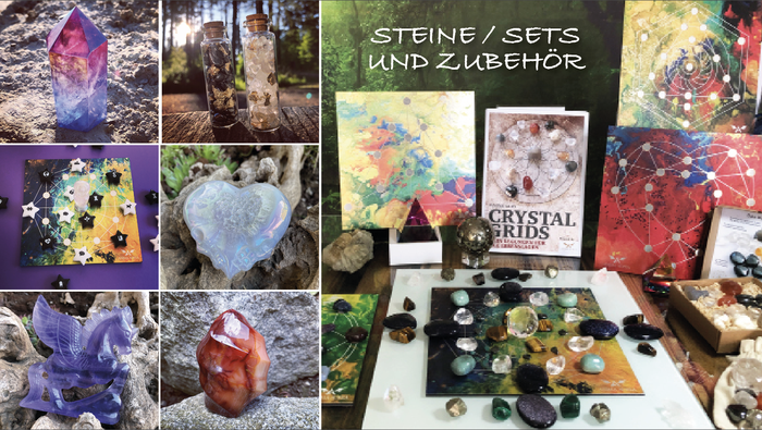 Spiritualität, energetisierte Steine, Steine-Sets, esoterisch, Steine-Anhänger, Crystal Grids