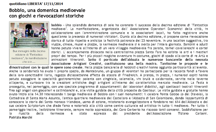 quotidiano Libertà 17 novembre 2014