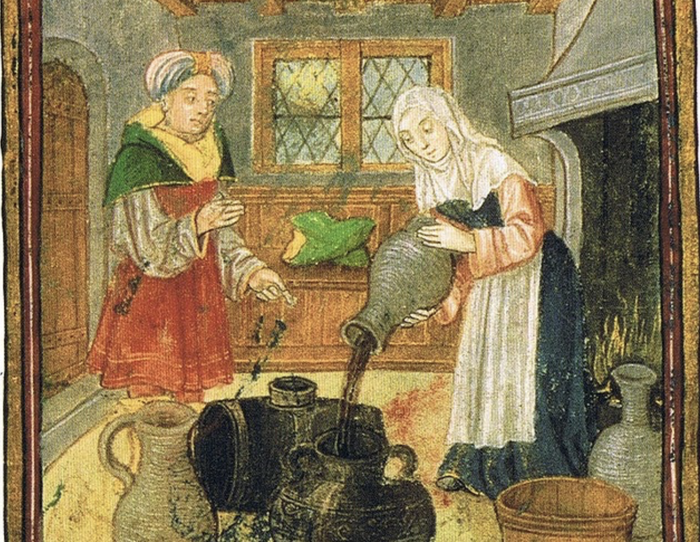 Miniature illustrant la préparation de vins épicés. 