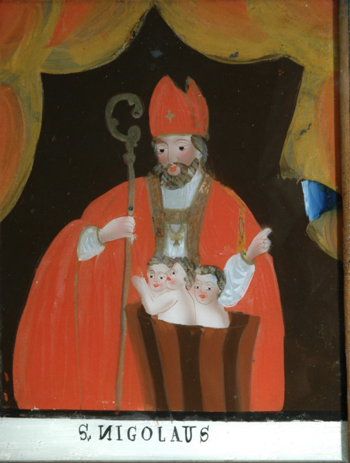 Saint Nicolas sauve 3 enfants - Peinture sous verre - Musée Unterlinden 