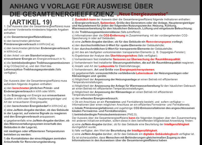 Der eventuell neue kommende energieausweis
