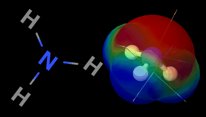 アンモニアの静電ポテンシャルマップ