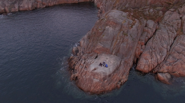 Anne Pflug "Clam Powder On Lofoten" performance video 2018 drone operated by Jona Kleinlein 