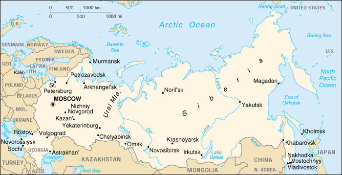 carte de la Russie