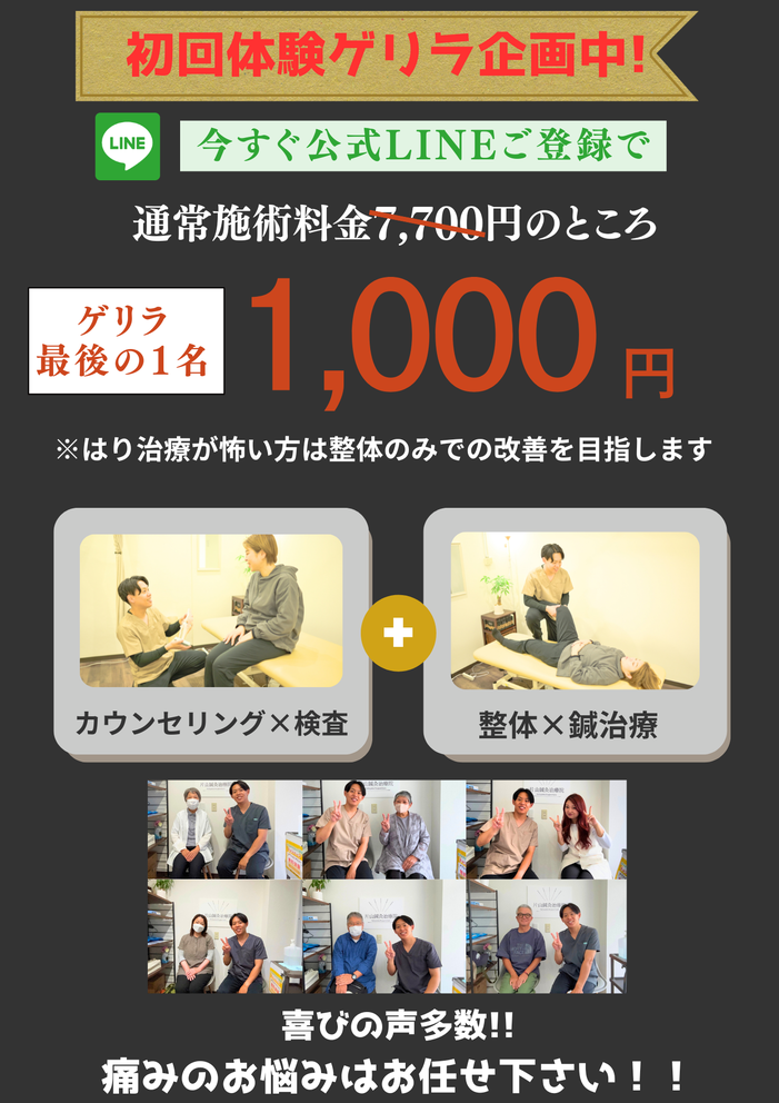 トリガーポイント整体と安全安心の鍼治療の２つを効率よく改善