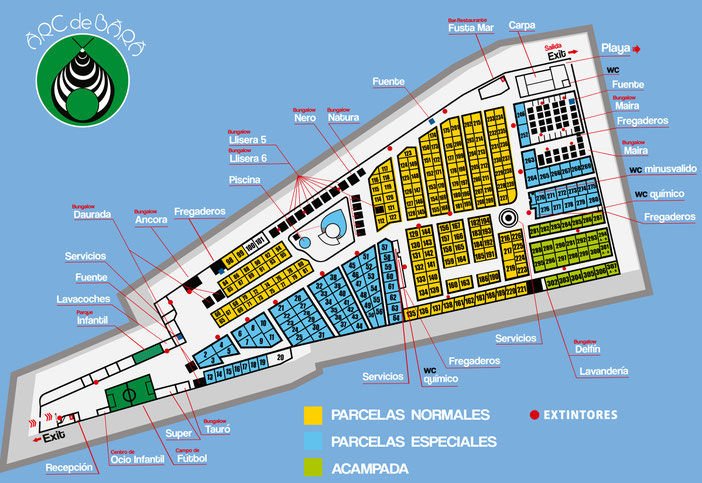 Carte des emplacements de camping au camping Arc de Bará - Tarragone