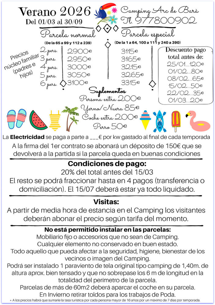 Precisos temporada Primavera Verano 2025 Parcelas camping tarragona