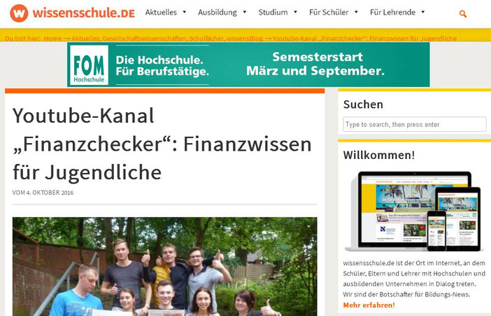 Hinweis auf unser Projekt auf einer bekannten Lehrerplattform (Screenshot vom 04.10.2016)