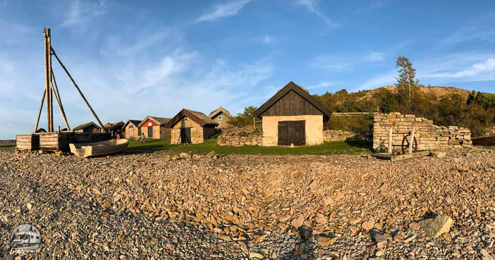 alte Fischerhütten Bruddesta Sjöbodar auf der Insel Öland in Schweden