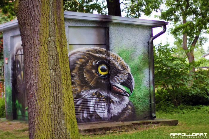 Graffiti Fassadenkunst mit Fassadenbild vom Graffitikünstler gemalt in Berlin Brandenburg