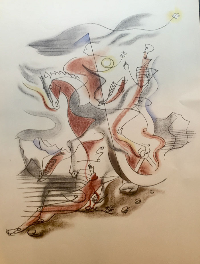 André Masson, cavalier, 1933, lithographie  , édition Jeanne Bucher avec le cachet sec,  40 x 52 cm 