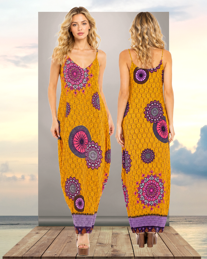 Boho-Damenkleid aus 100% hochwertiger Baumwolle mit Mandala-Muster