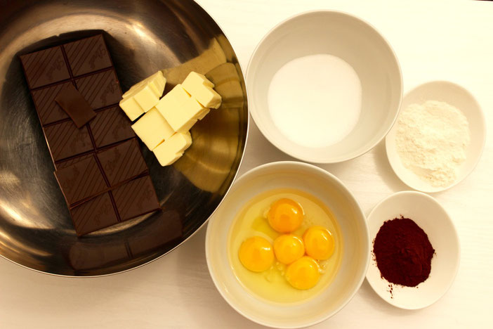 Zutaten Schokoladenkuchen mit flüssigem Kern