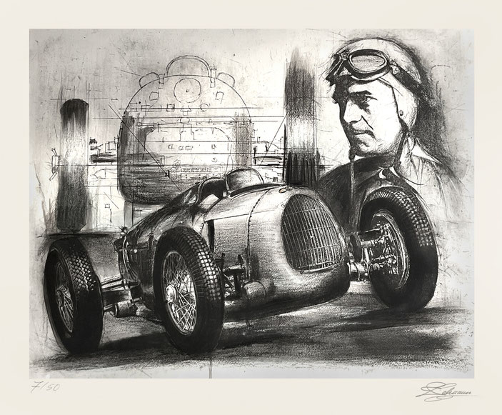 Die Originalradierung und ihre Technik - Bernd Rosemeyer war ein deutscher Motorrad- und Automobilrennfahrer. Er wurde 1936 Grand-Prix-Europameister und war einer der bekanntesten und erfolgreichsten deutschen Rennfahrer.
