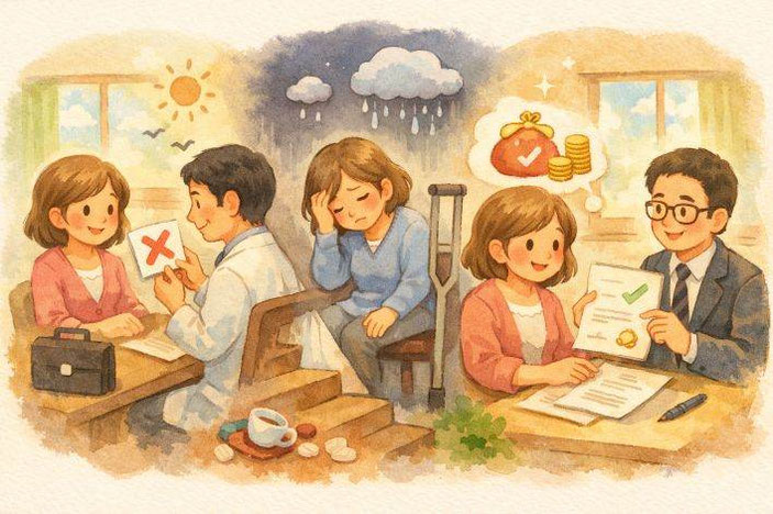 障害認定日後に症状が悪化した場合の、事後重症による障害年金請求の考え方を示したイラスト