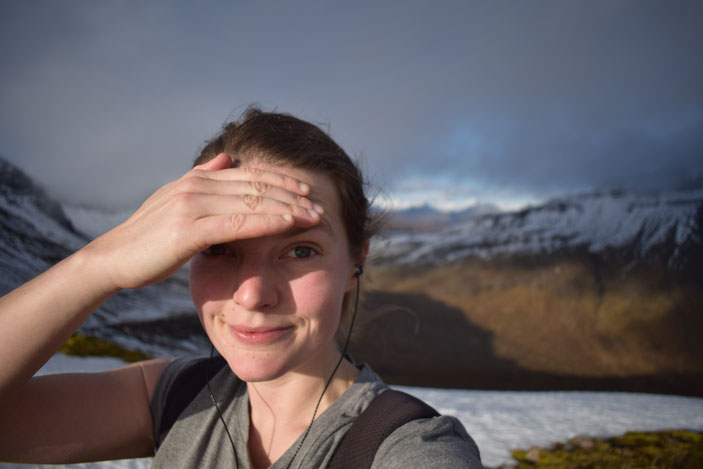 On top of a mountain in the East Fjords, Iceland.