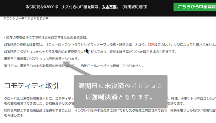 XMの商品先物　強制決済について