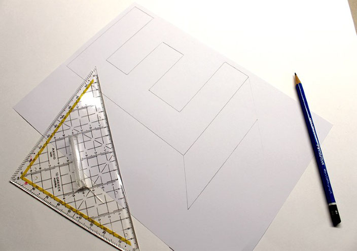Handlettering Anleitung: gestalte eine optische Illusion mit dem Buchstaben E (Schritt 2)