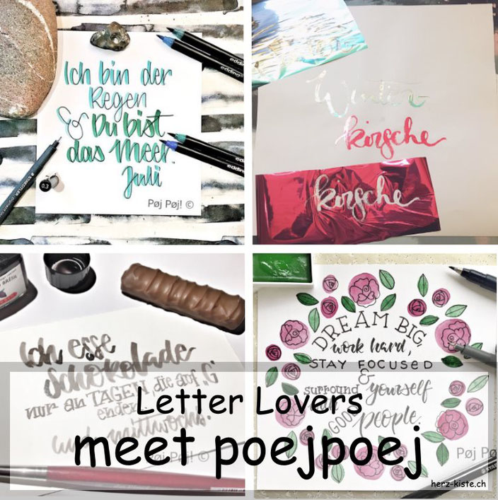 Letter Lovers in der Herz-Kiste: poejpoej zu Gast im Lettering Interview mit einer Anleitung zum Folieren ohne Drucker mit wasserlöslichem Leim
