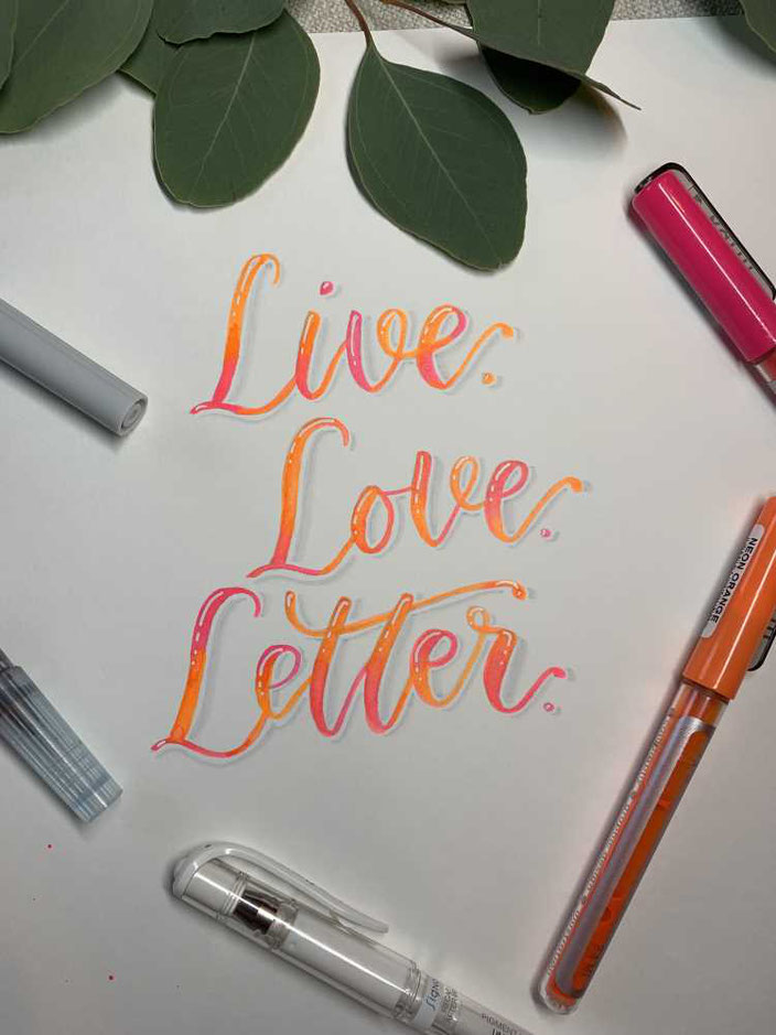 Live Love Letter - Handlettering mit Blending in neon Farben (Schritt für Schritt Anleitung zum nachmachen)
