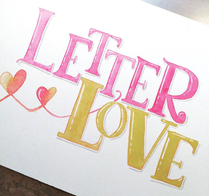 Letter Love - pink gelbes Handlettering