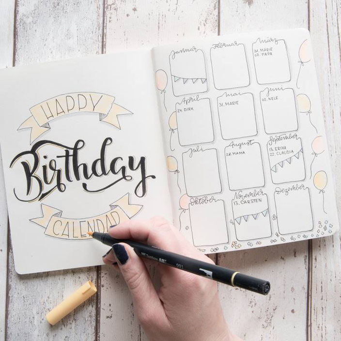 Happy Birthday Calendar - Lettering von jane_carrot für die Letter Lovers