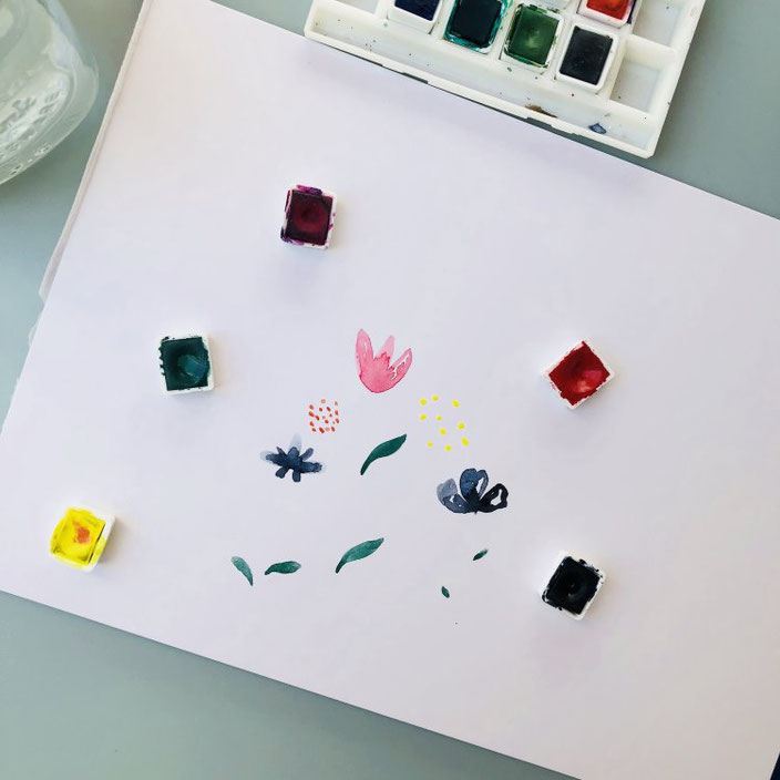 Schritt für Schritt Anleitung für einfache Aquarellblumen