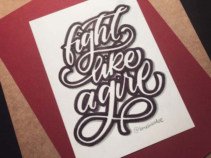 Lettering: Fight like a girl (brushkatze für die Letter Lovers)
