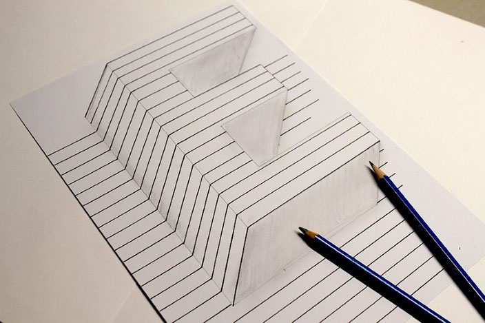 Lettering Anleitung: gestalte eine optische Illusion mit dem Buchstaben E - Unterseite grau anmalen