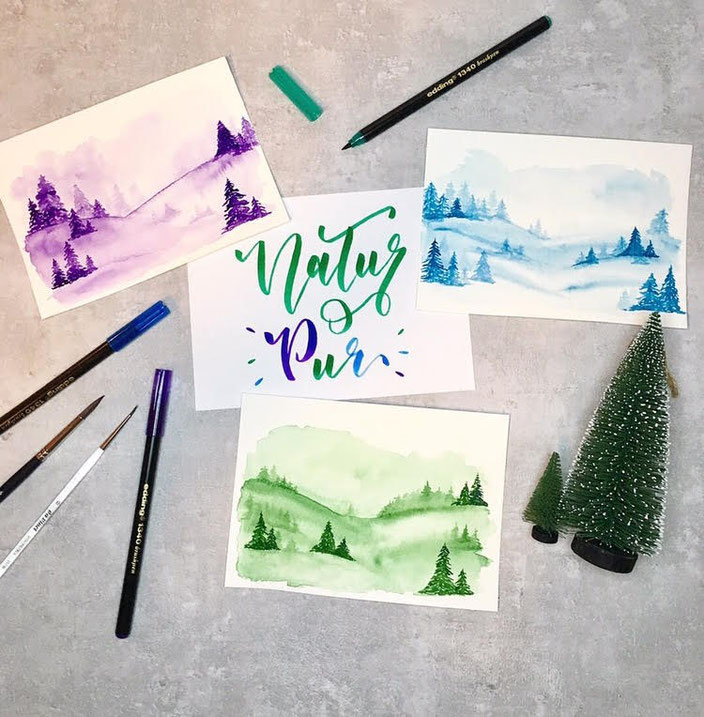 Natur pur - Handlettering mit Aquarell Karten von chrischography bei den Letter Lovers