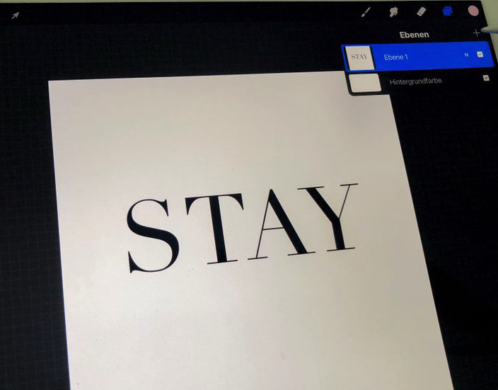 Wichtig beim iPad Lettering: neue Ebene für neuen Schriftzug wählen