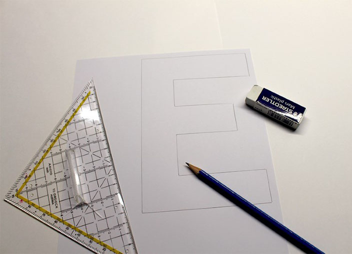 Lettering Tutorial: gestalte eine optische Illusion mit dem Buchstaben E (Schritt 1)